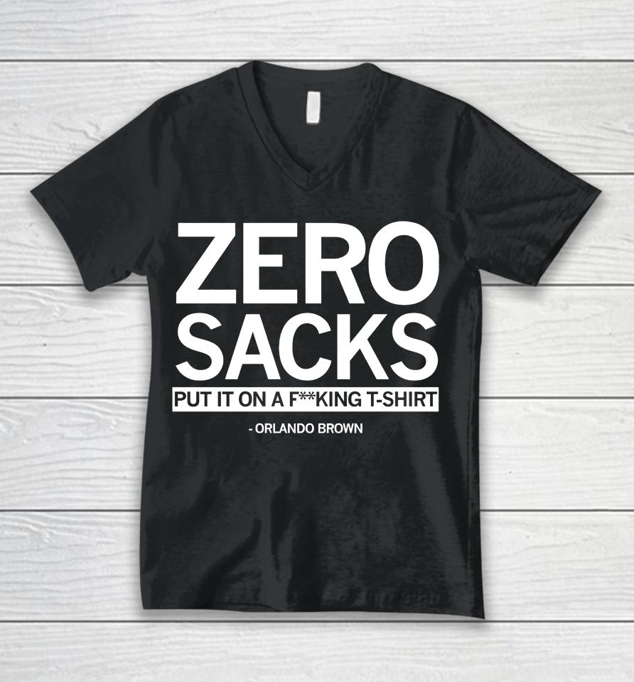 Zero Sacks In The Super Bowl Unisex V-Neck T-Shirt