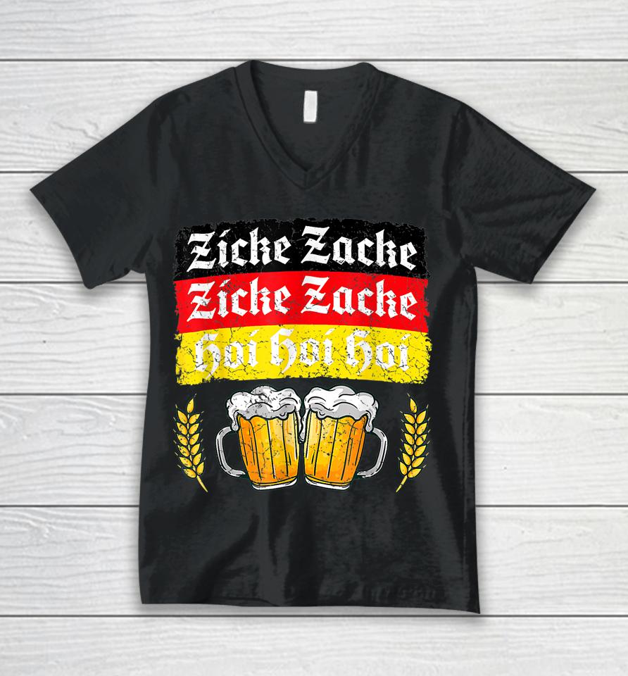 Zicke Zacke Hoi - Funny Germany Flag Oktoberfest German Unisex V-Neck T-Shirt