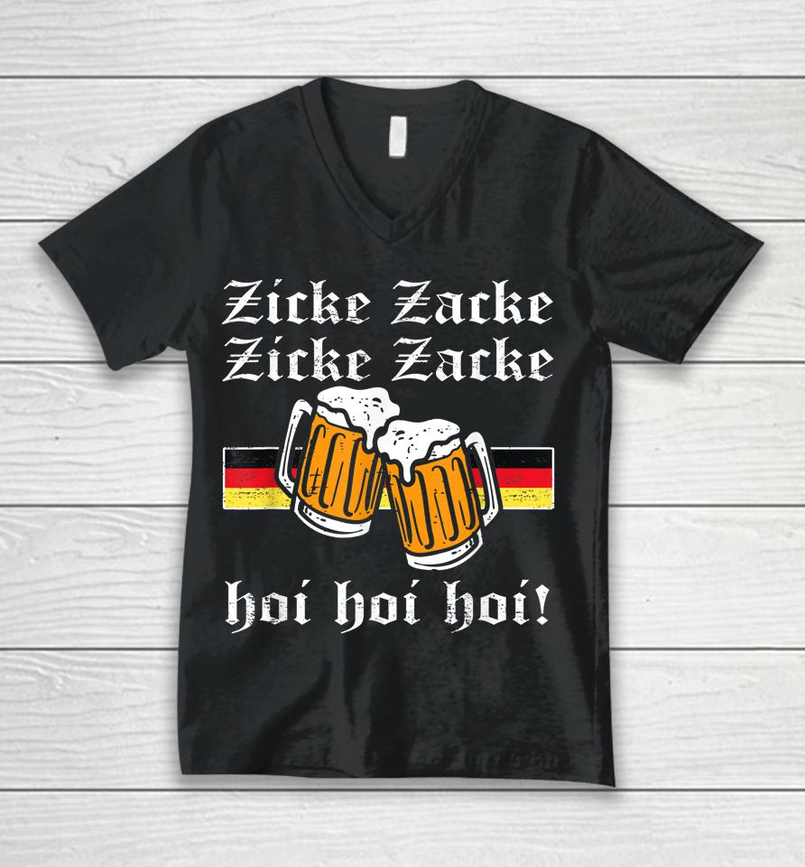 Zicke Zacke Hoi Germany Flag Oktoberfest German Unisex V-Neck T-Shirt