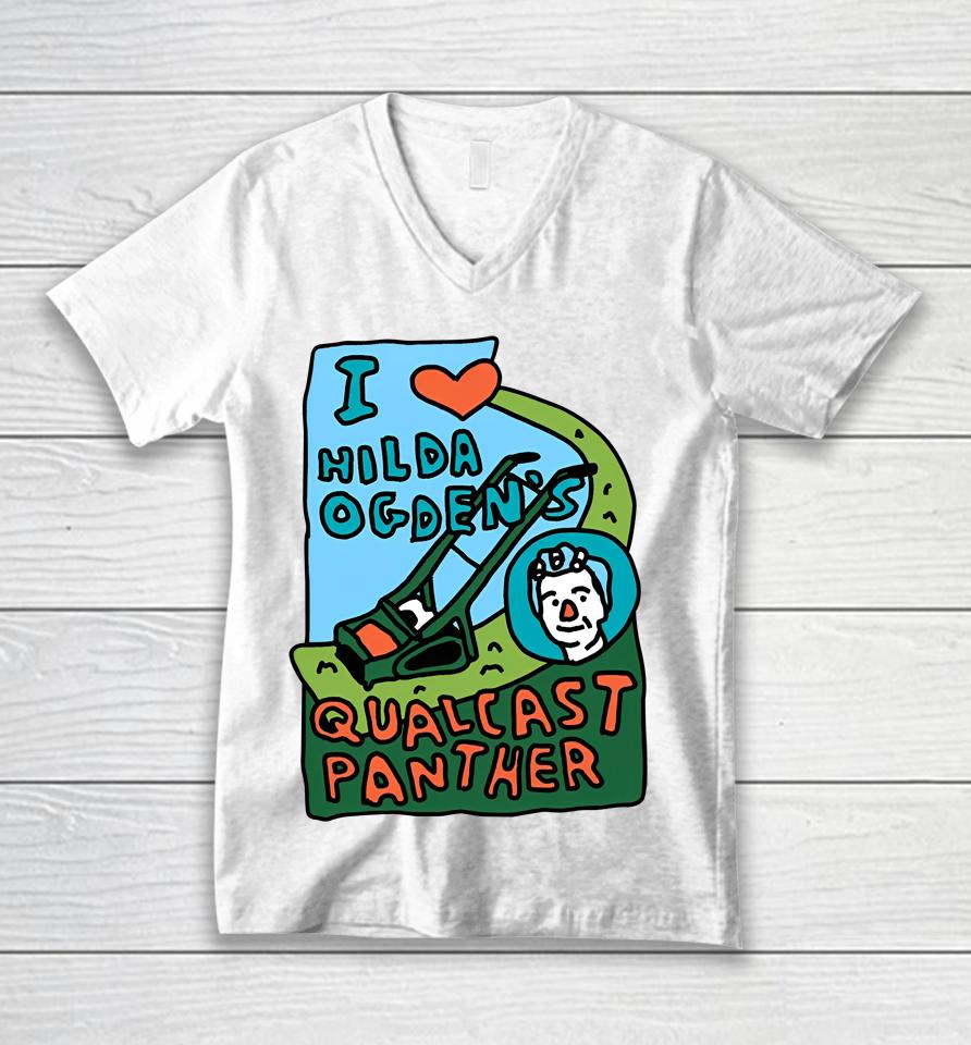 Zoe Bread Merch I Love Hilda Ogden's Qualcast Panther Unisex V-Neck T-Shirt