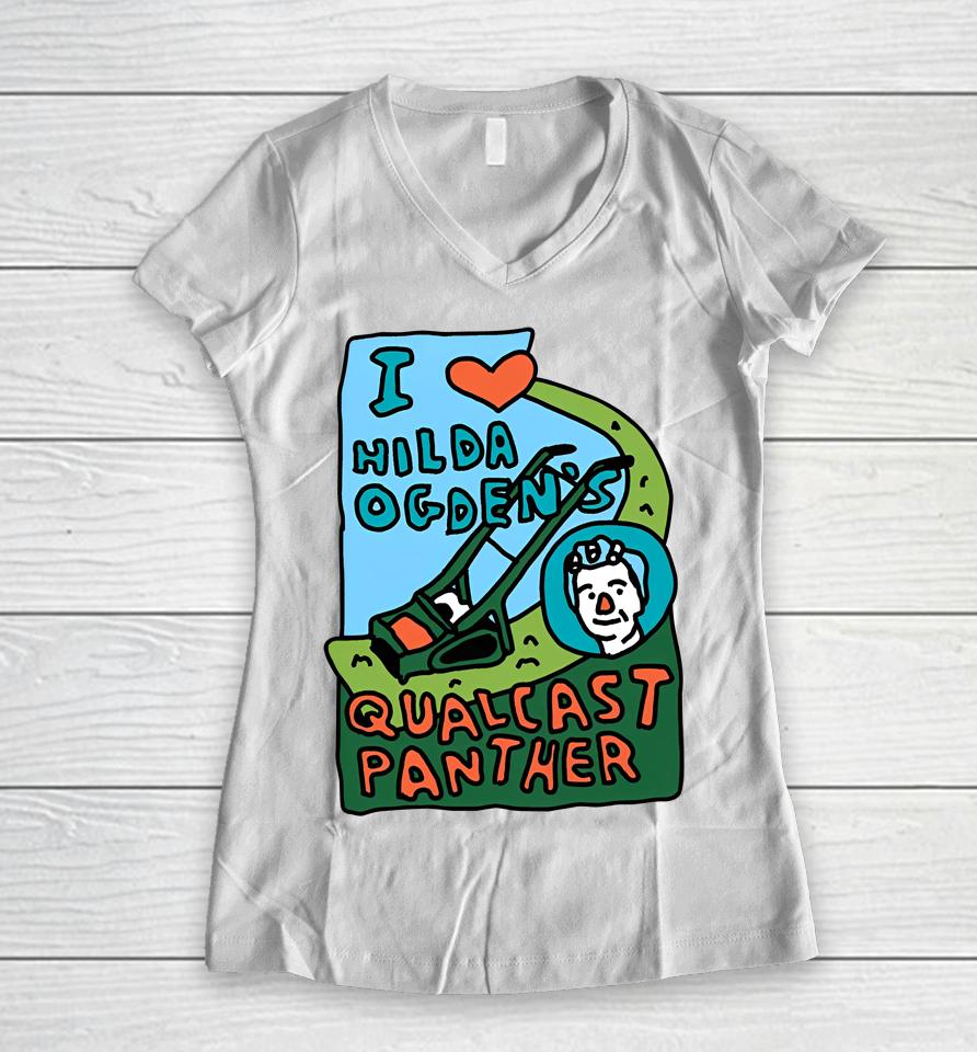 Zoe Bread Merch I Love Hilda Ogden's Qualcast Panther Women V-Neck T-Shirt