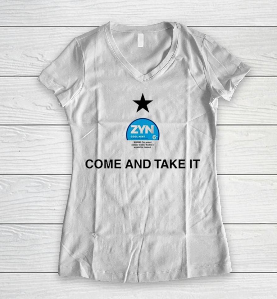 Zyn Cool Mint Come And Take It Women V-Neck T-Shirt