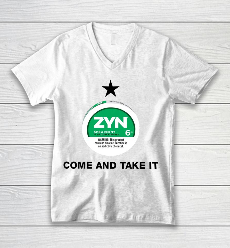 Zyn Spearmint 15 Nicotine Come And Take It Unisex V-Neck T-Shirt