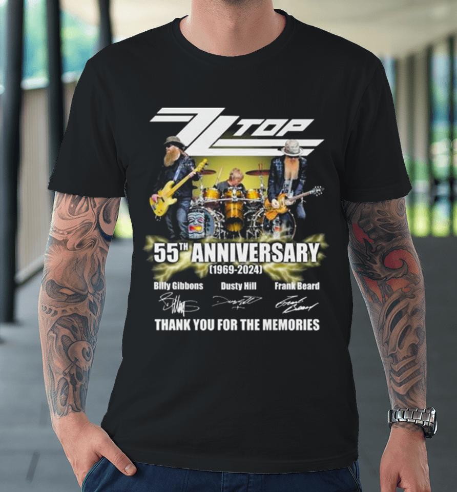 Zz Top 55Th Anniversary 1969 2024 Thank You For The Memories Signatures Premium T-Shirt