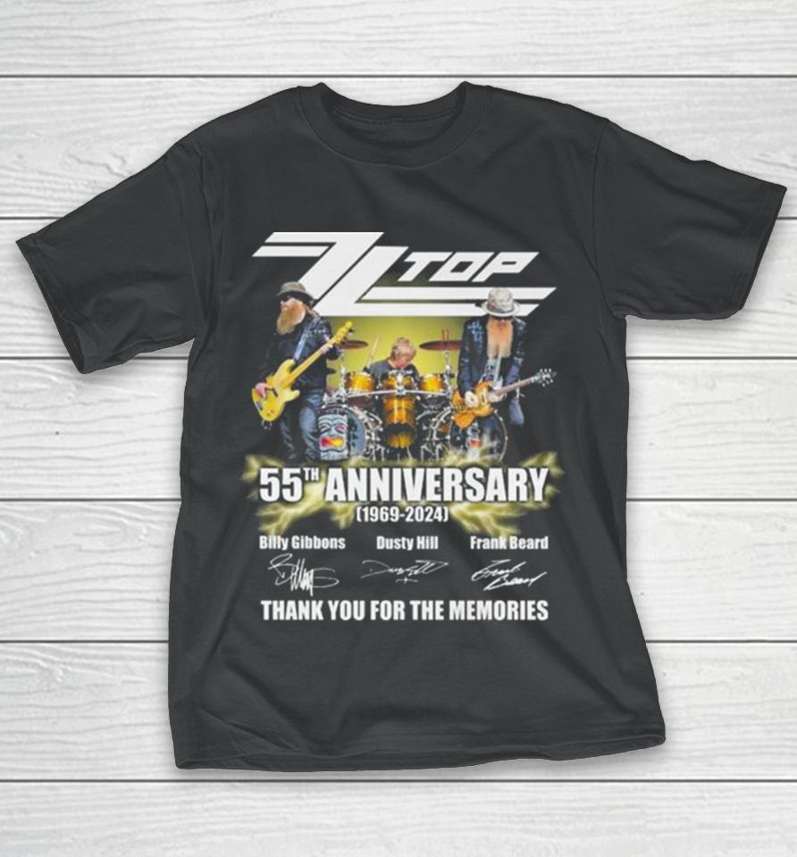 Zz Top 55Th Anniversary 1969 2024 Thank You For The Memories Signatures T-Shirt