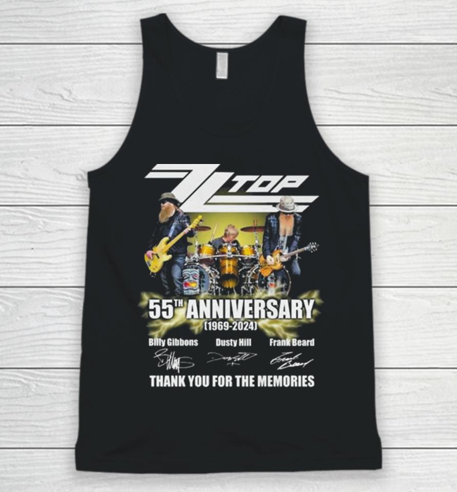 Zz Top 55Th Anniversary 1969 2024 Thank You For The Memories Signatures Unisex Tank Top
