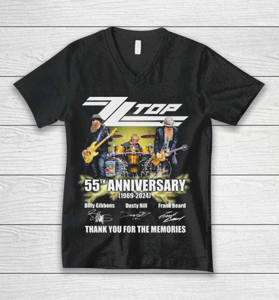Zz Top 55Th Anniversary 1969 2024 Thank You For The Memories Signatures Unisex V-Neck T-Shirt