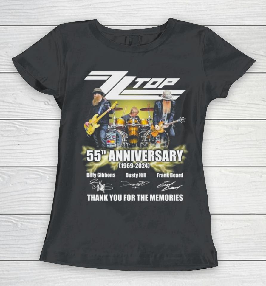 Zz Top 55Th Anniversary 1969 2024 Thank You For The Memories Signatures Women T-Shirt