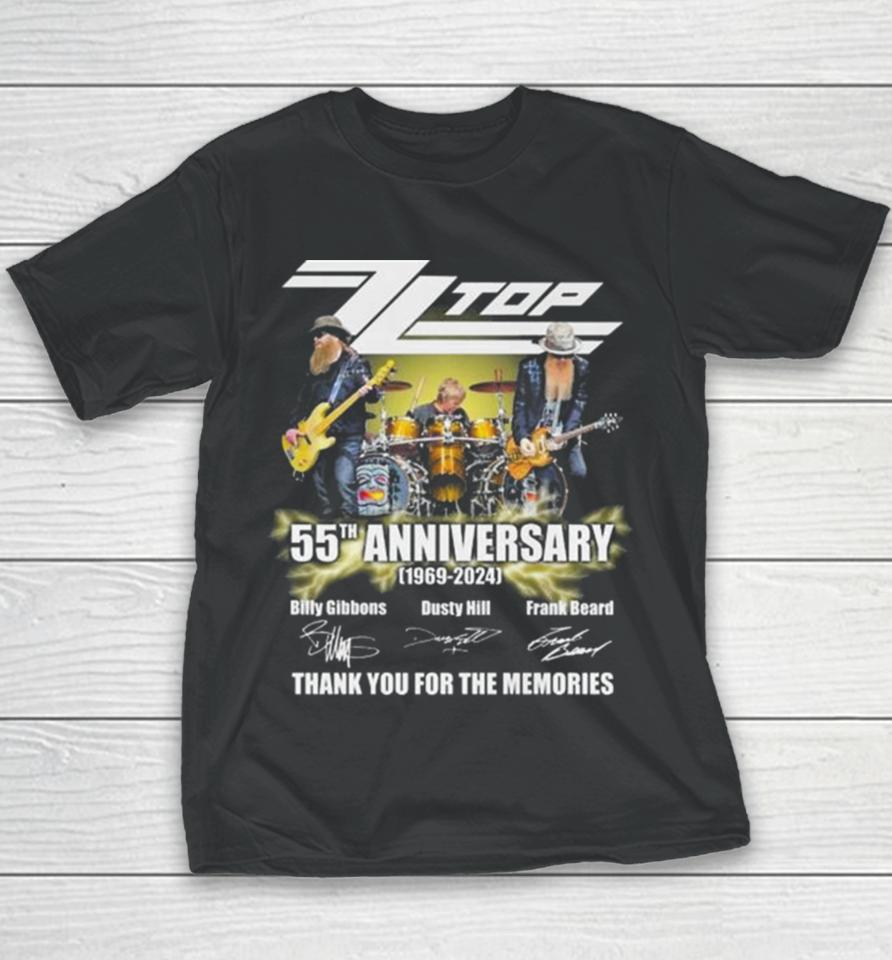 Zz Top 55Th Anniversary 1969 2024 Thank You For The Memories Signatures Youth T-Shirt