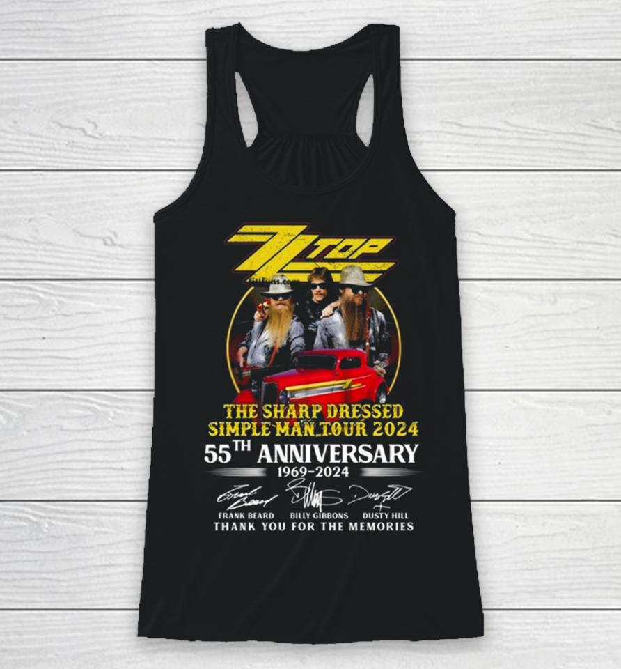 Zz Top The Sharp Dressed Simple Man Tour 2024 55Th Anniversary 1969 2024 Thank You For The Memories Signatures Racerback Tank