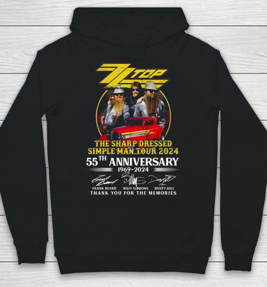 Zz Top The Sharp Dressed Simple Man Tour 2024 55Th Anniversary 1969 2024 Thank You For The Memories Signatures Hoodie
